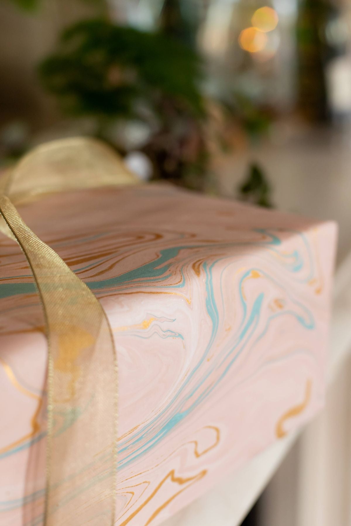 Hand Marbled Gift Wrap Sheets - Blush Pink