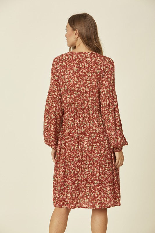 Chelsea Floral Dress in Rust