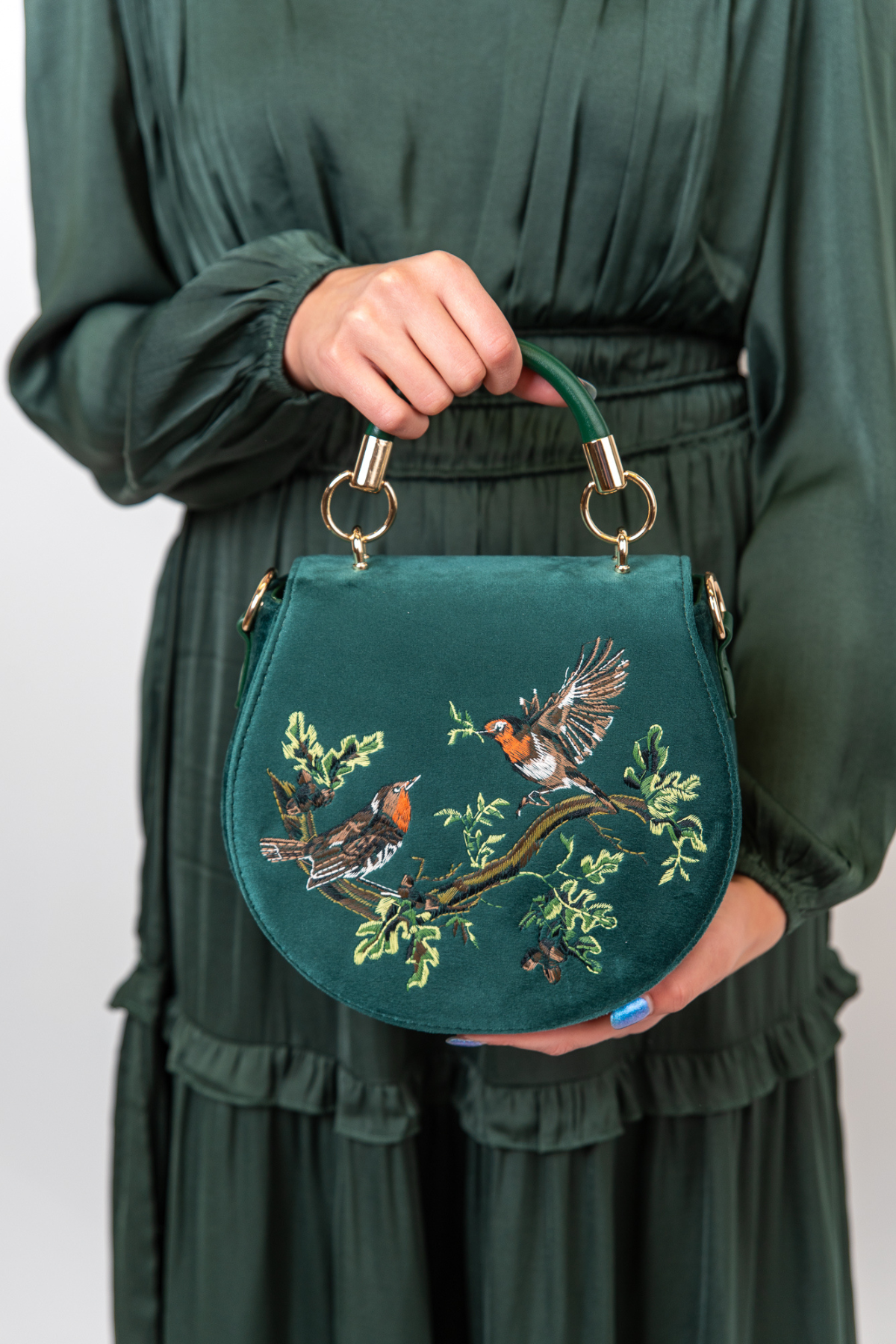 Robin Green Velvet Handbag