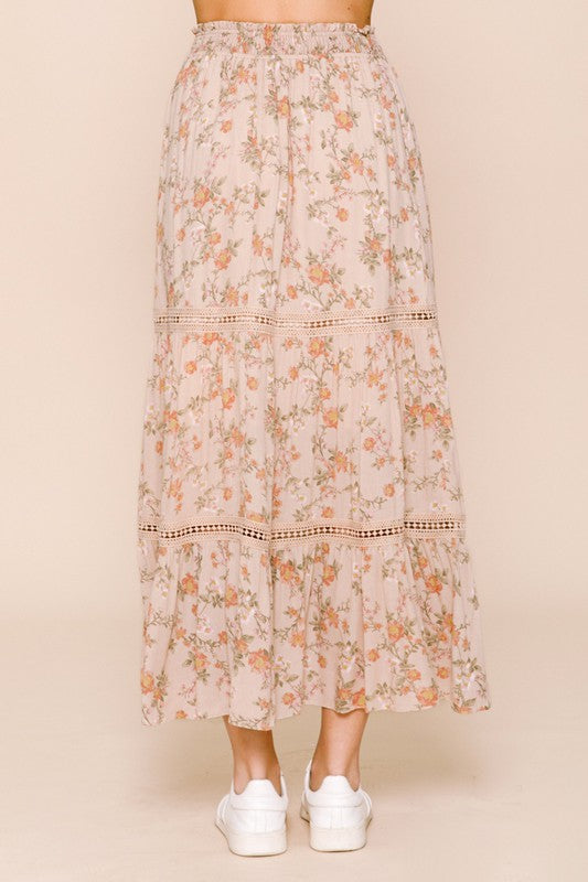 Meli Floral Print Midi Skirt