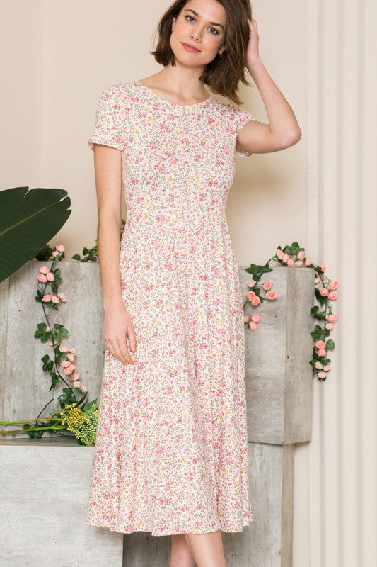 Floral Short Sleeve Knit Dress