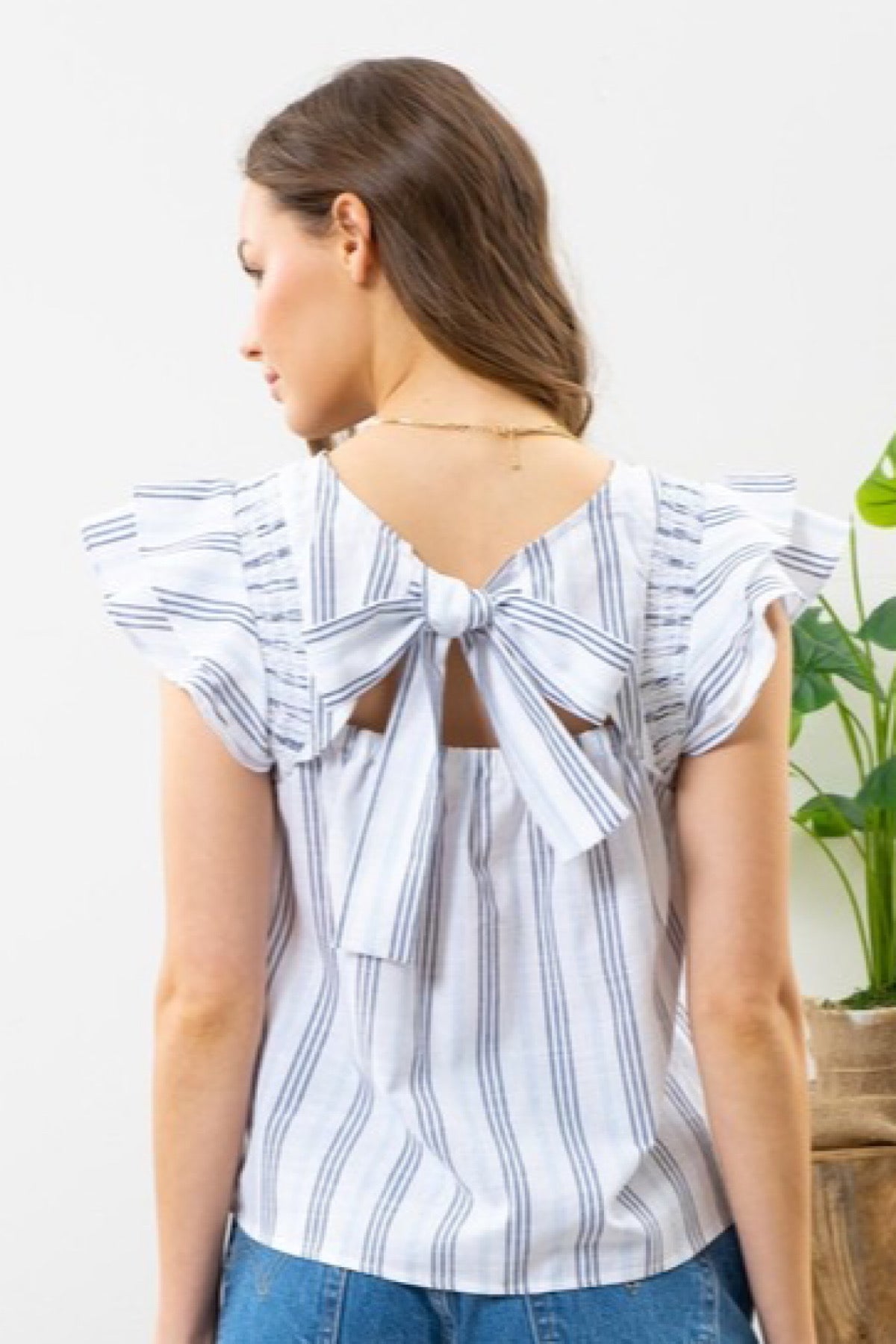 Beth Striped Bow Top