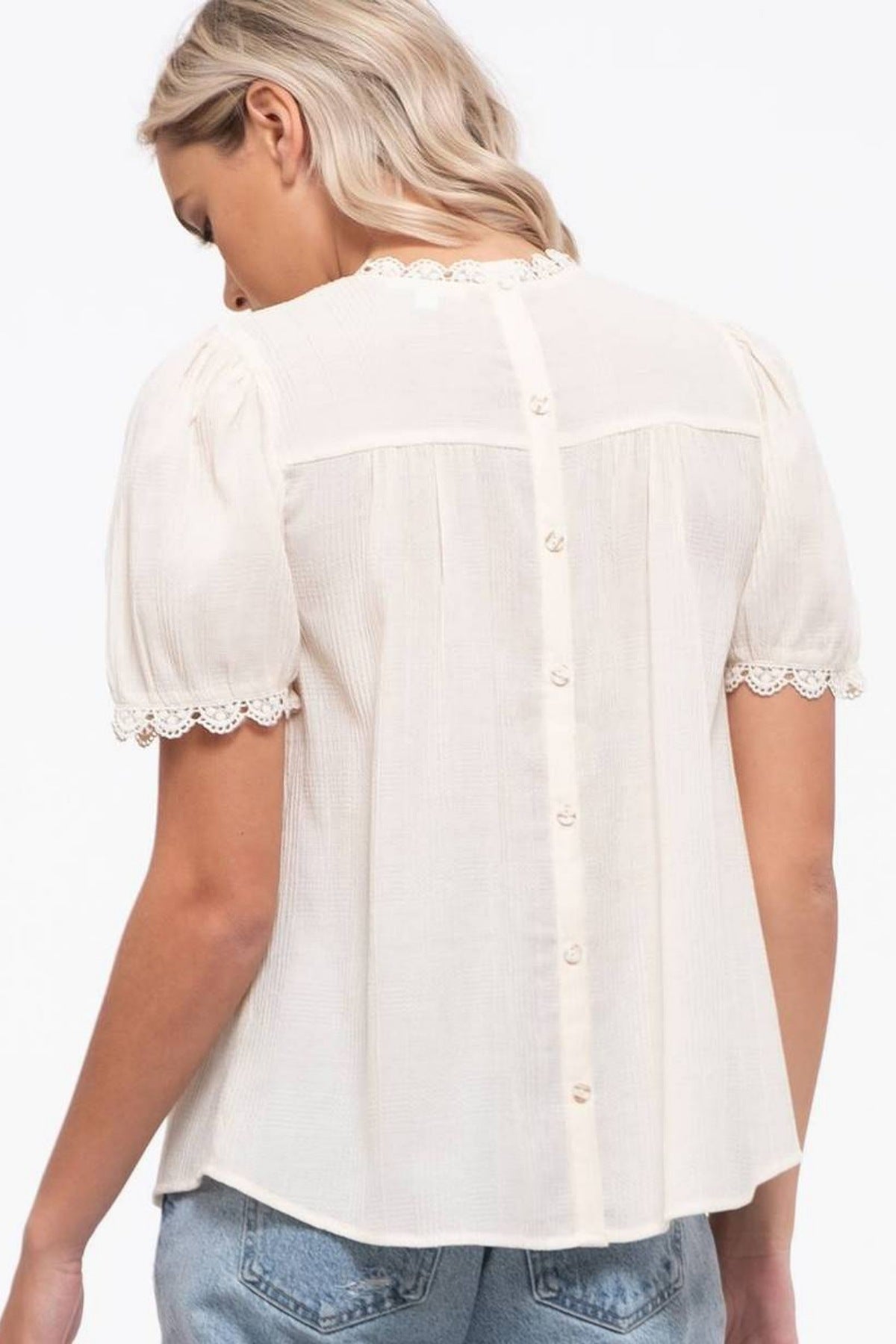 Cressia Lace Puff Sleeve Top