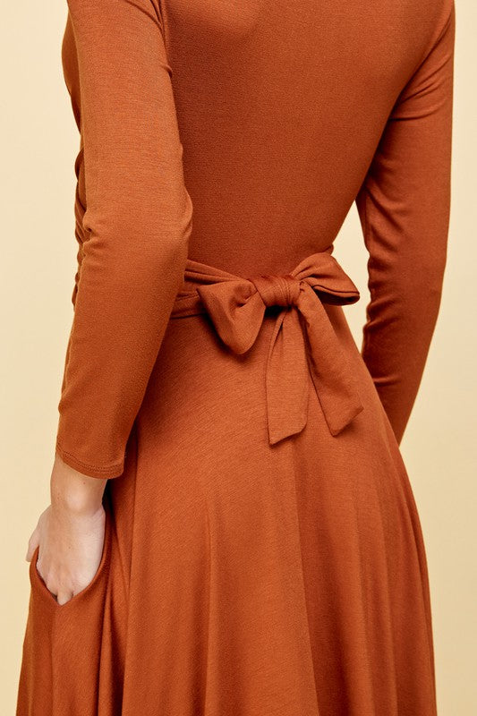 Solange Wrap Waist Dress in Copper