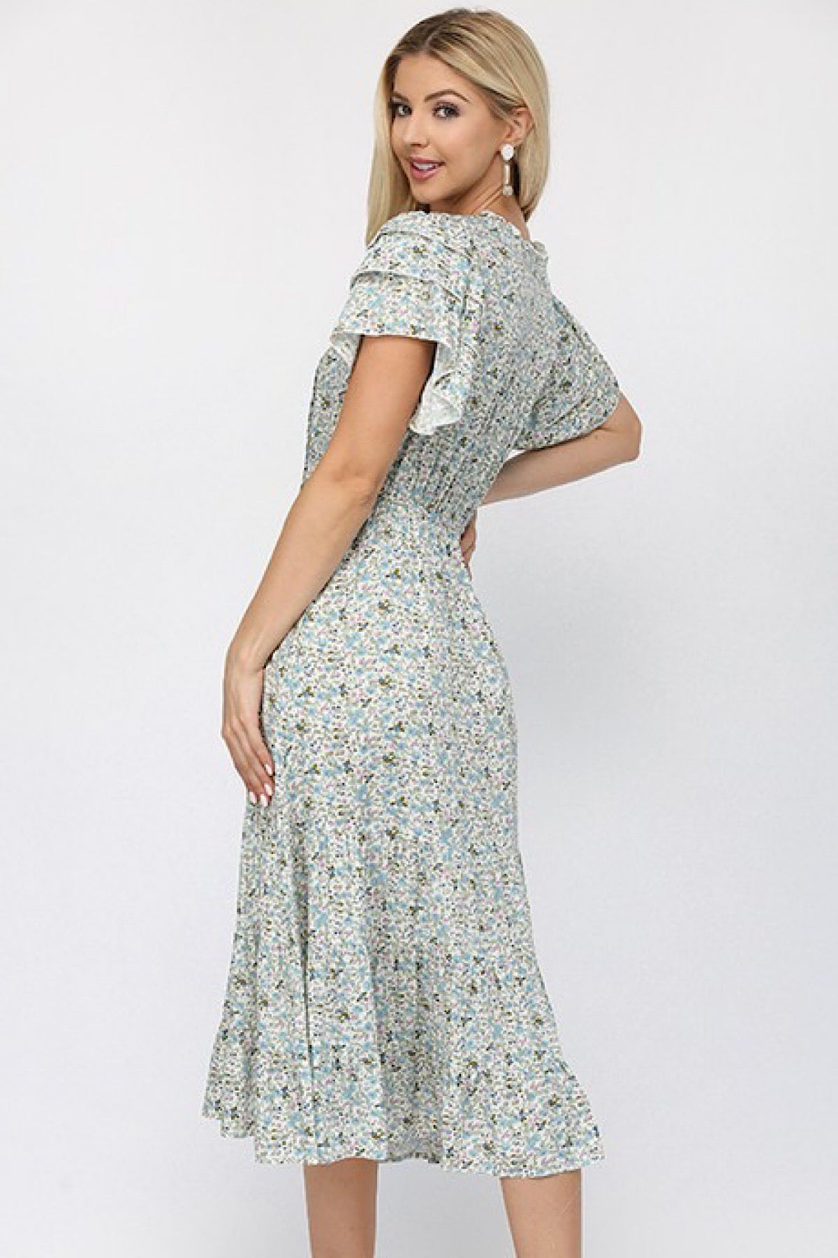 Kate Floral Ruffle Midi Dress