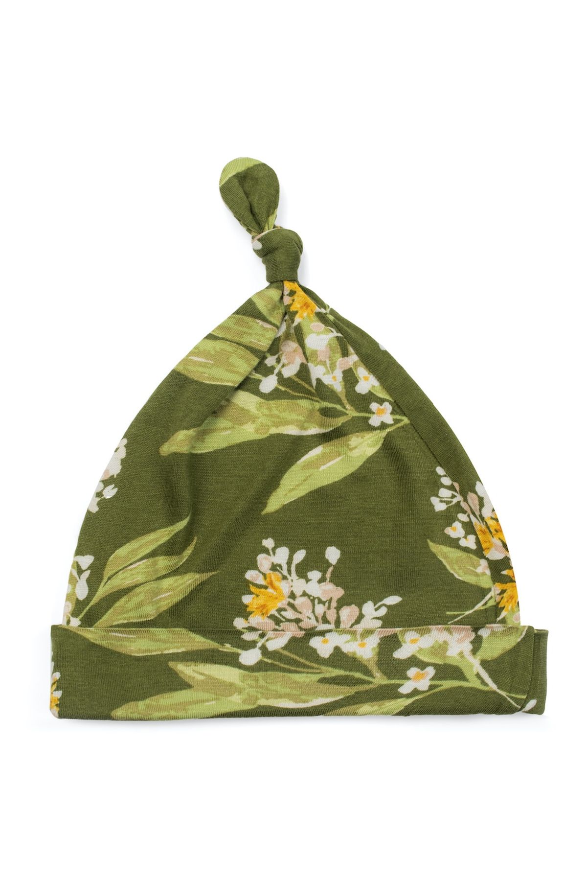 Bamboo Knotted Hat Green Floral 3-6M